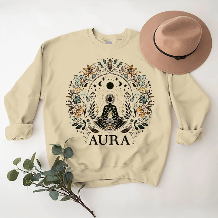 Olivenorma AURA Meditation Sweatshirt Long Sleeve Fleece Crewneck Pullover Sweatshirt - image 6