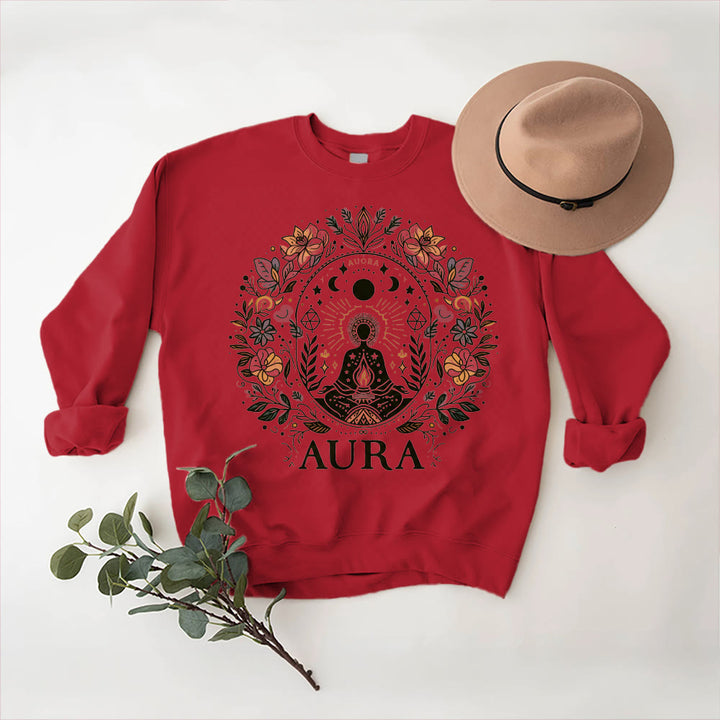 Olivenorma AURA Meditation Sweatshirt Long Sleeve Fleece Crewneck Pullover Sweatshirt - image 10