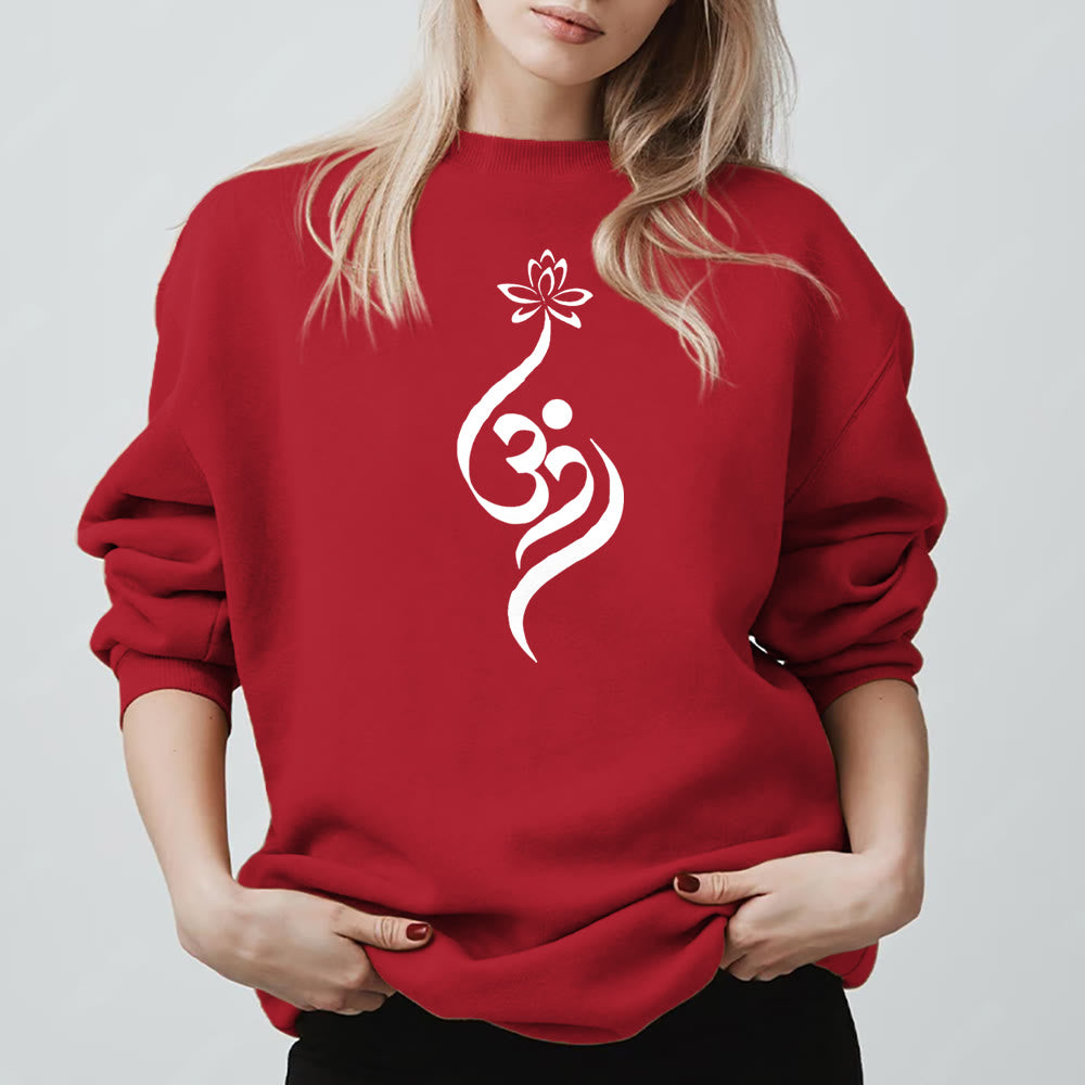 Olivenorma Lightweight OM Symbol Lotus Meditation Inpiritual Fleece Sweatshirt - Red - 2XL - image 14