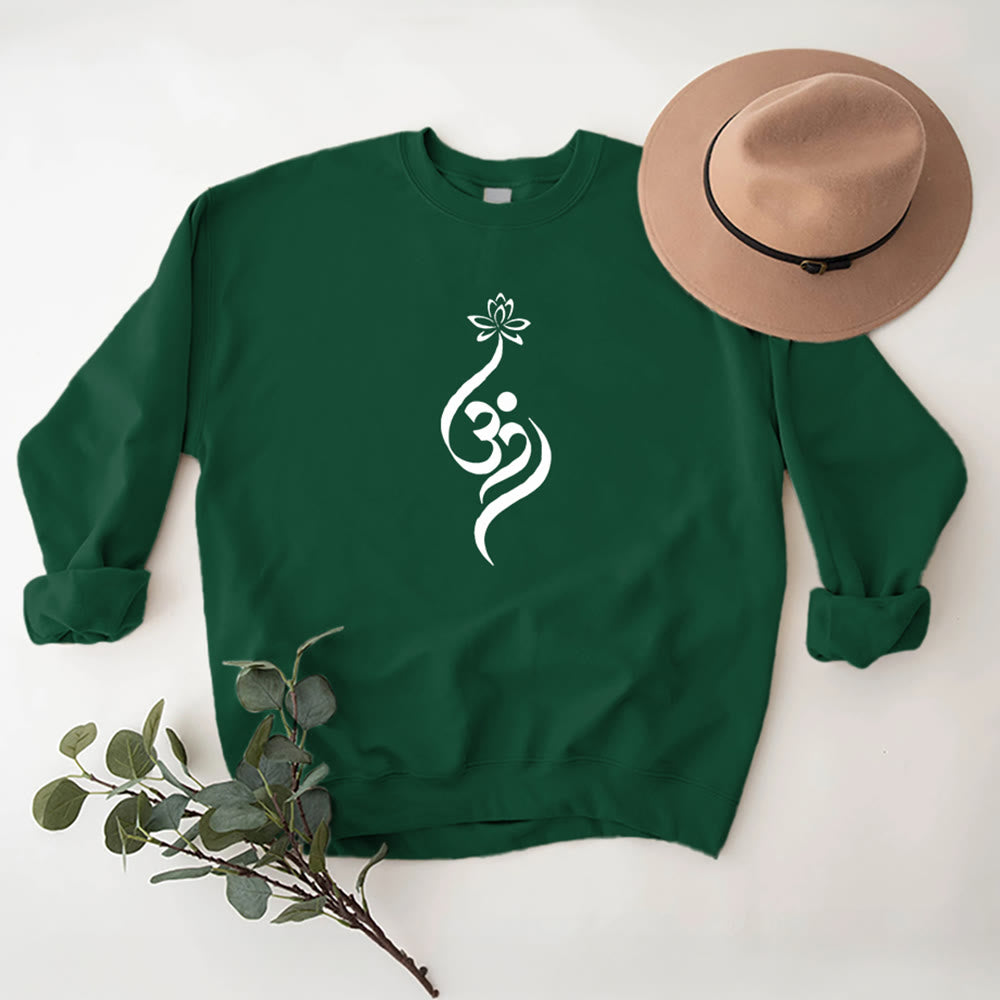Olivenorma Lightweight OM Symbol Lotus Meditation Inpiritual Fleece Sweatshirt - image 1