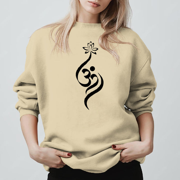 Olivenorma Lightweight OM Symbol Lotus Meditation Inpiritual Fleece Sweatshirt - LightYellow - 2XL - image 12