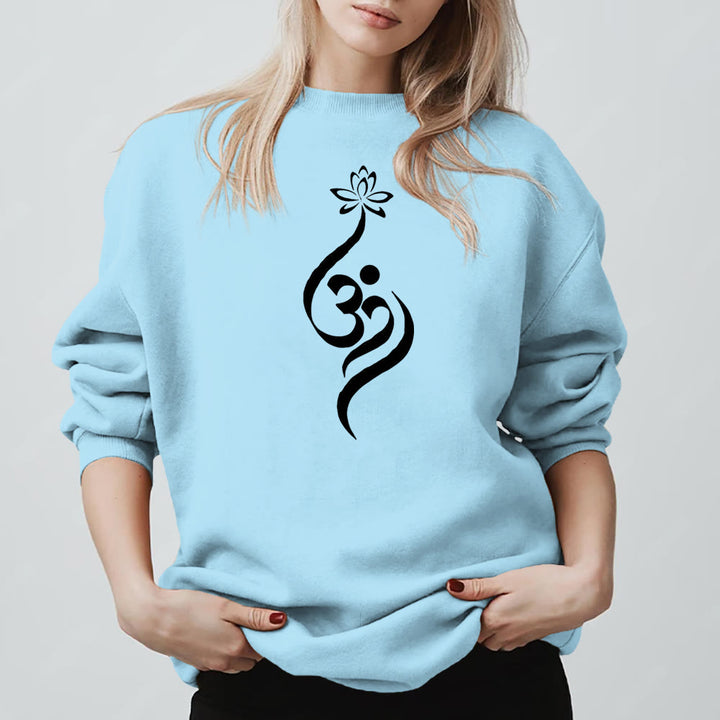 Olivenorma Lightweight OM Symbol Lotus Meditation Inpiritual Fleece Sweatshirt - Blue - 2XL - image 16