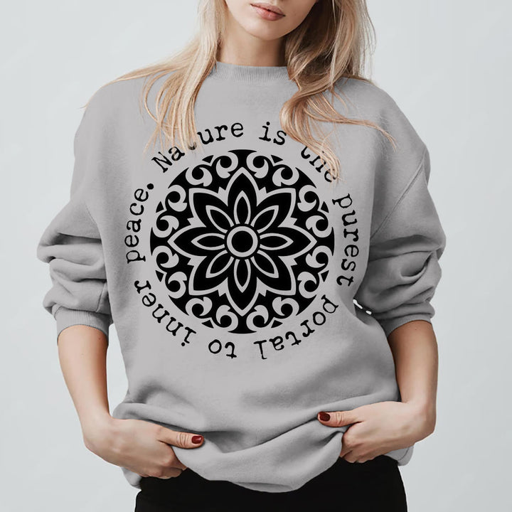 Olivenorma NATURE IS THE PUREST PORTAL TO INNER PEACE Fleece Inspiritual Sweatshirt - Grey - 2XL - image 0
