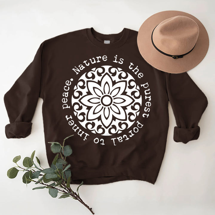 Olivenorma NATURE IS THE PUREST PORTAL TO INNER PEACE Fleece Inspiritual Sweatshirt - Brown - 2XL - image 7