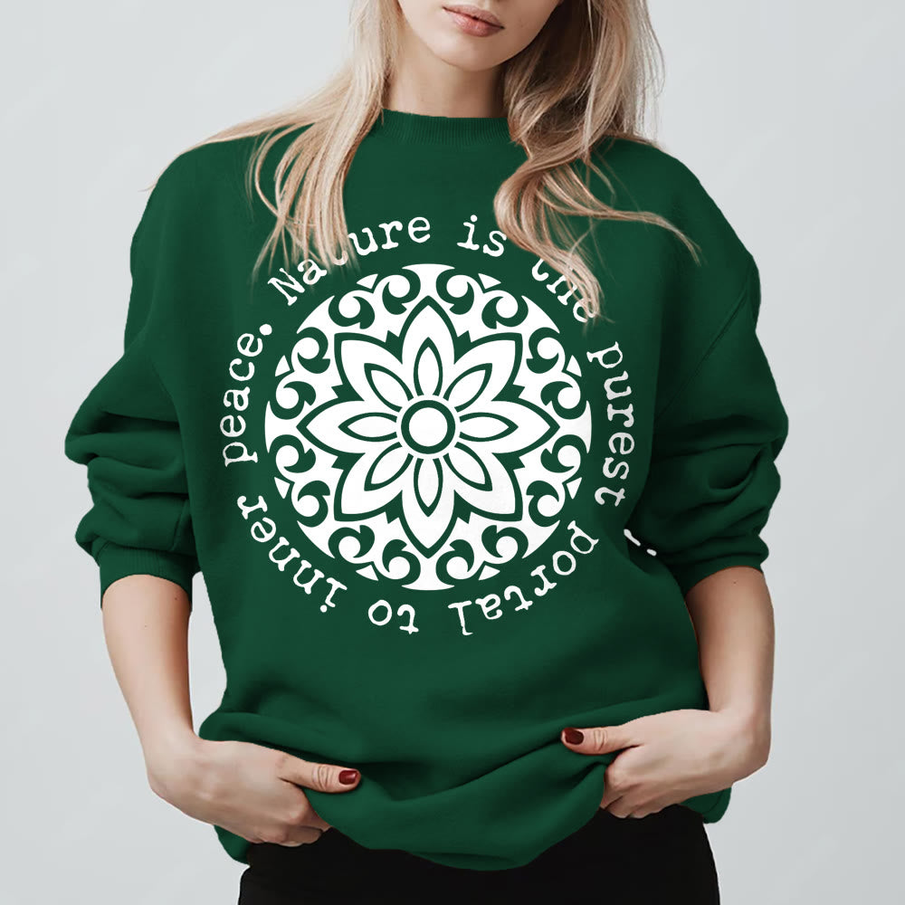 Olivenorma NATURE IS THE PUREST PORTAL TO INNER PEACE Fleece Inspiritual Sweatshirt - Green - 2XL - image 13
