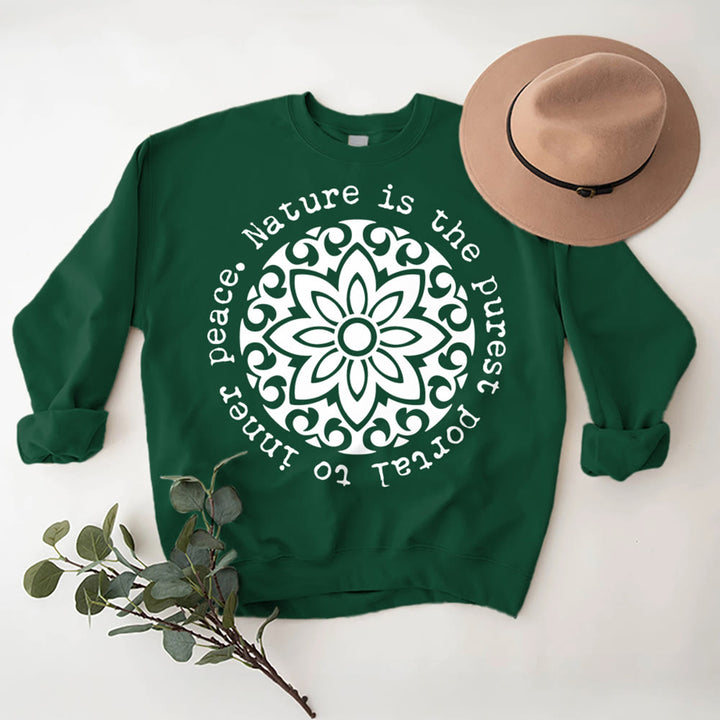 Olivenorma NATURE IS THE PUREST PORTAL TO INNER PEACE Fleece Inspiritual Sweatshirt - Green - 2XL - image 13