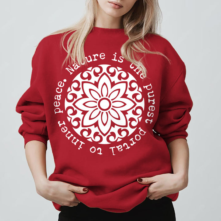 Olivenorma NATURE IS THE PUREST PORTAL TO INNER PEACE Fleece Inspiritual Sweatshirt - Red - 2XL - image 11