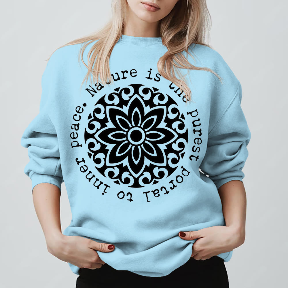 Olivenorma NATURE IS THE PUREST PORTAL TO INNER PEACE Fleece Inspiritual Sweatshirt - Blue - 2XL - image 15