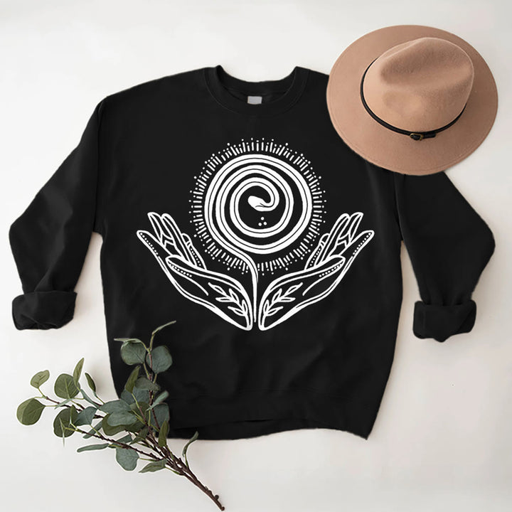 Olivenorma Spiritual Growth Spiral Tee Crewneck Long Sleeve Loose Sweatshirt - image 6