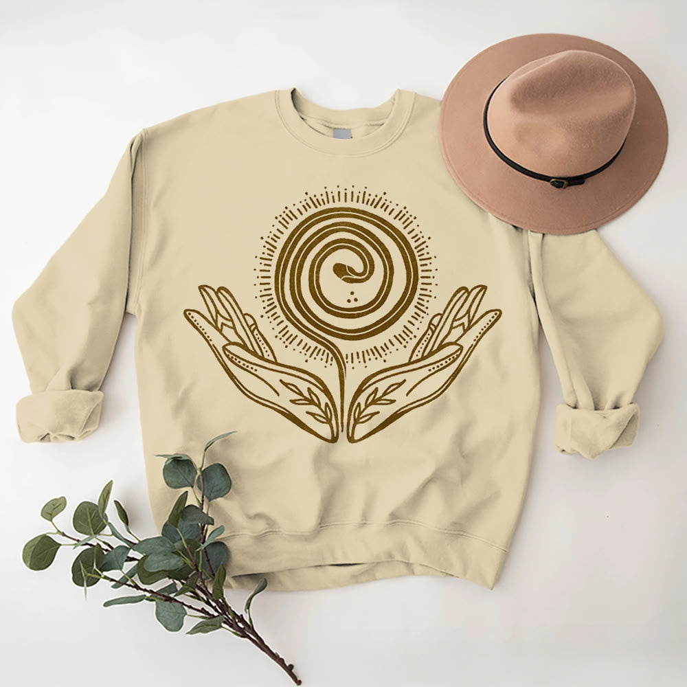 Olivenorma Spiritual Growth Spiral Tee Crewneck Long Sleeve Loose Sweatshirt - image 1