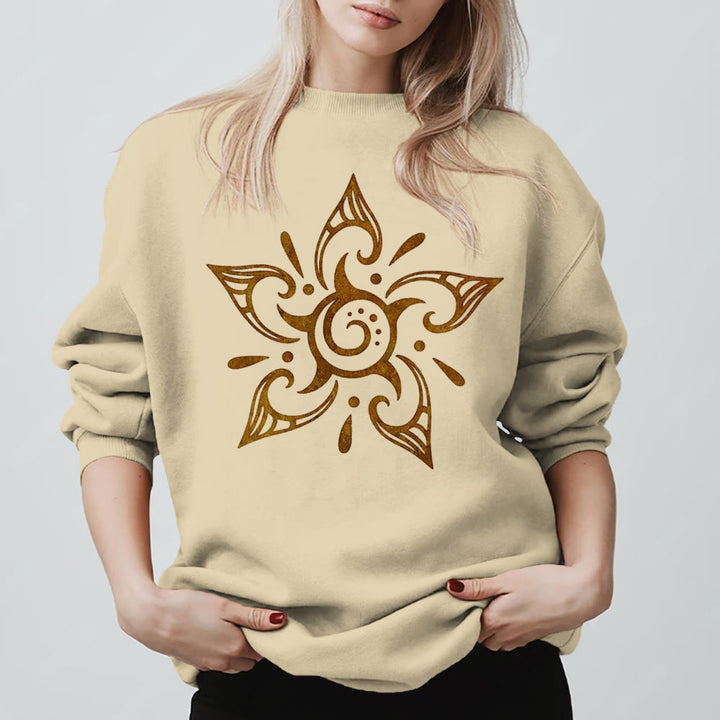 Olivenorma Tribal Mystical Spiritual Growth Floral Fleece Pullover Sweatshirt - LightYellow - 2XL - image 11