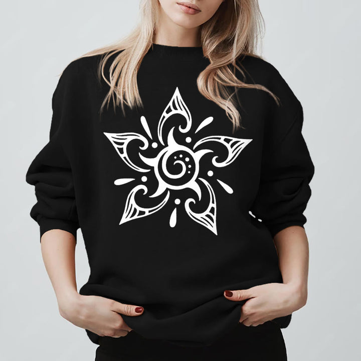 Olivenorma Tribal Mystical Spiritual Growth Floral Fleece Pullover Sweatshirt - Black - 2XL - image 5