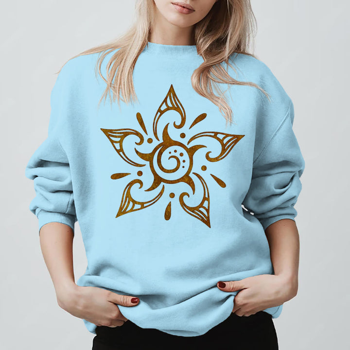 Olivenorma Tribal Mystical Spiritual Growth Floral Fleece Pullover Sweatshirt - Blue - 2XL - image 15