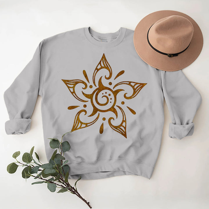 Olivenorma Tribal Mystical Spiritual Growth Floral Fleece Pullover Sweatshirt - Grey - 2XL - image 7