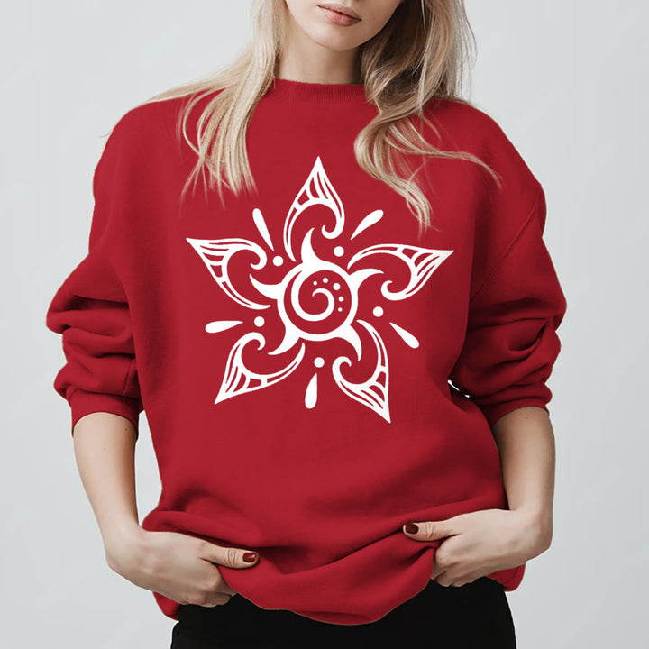 Olivenorma Tribal Mystical Spiritual Growth Floral Fleece Pullover Sweatshirt - Red - 2XL - image 0