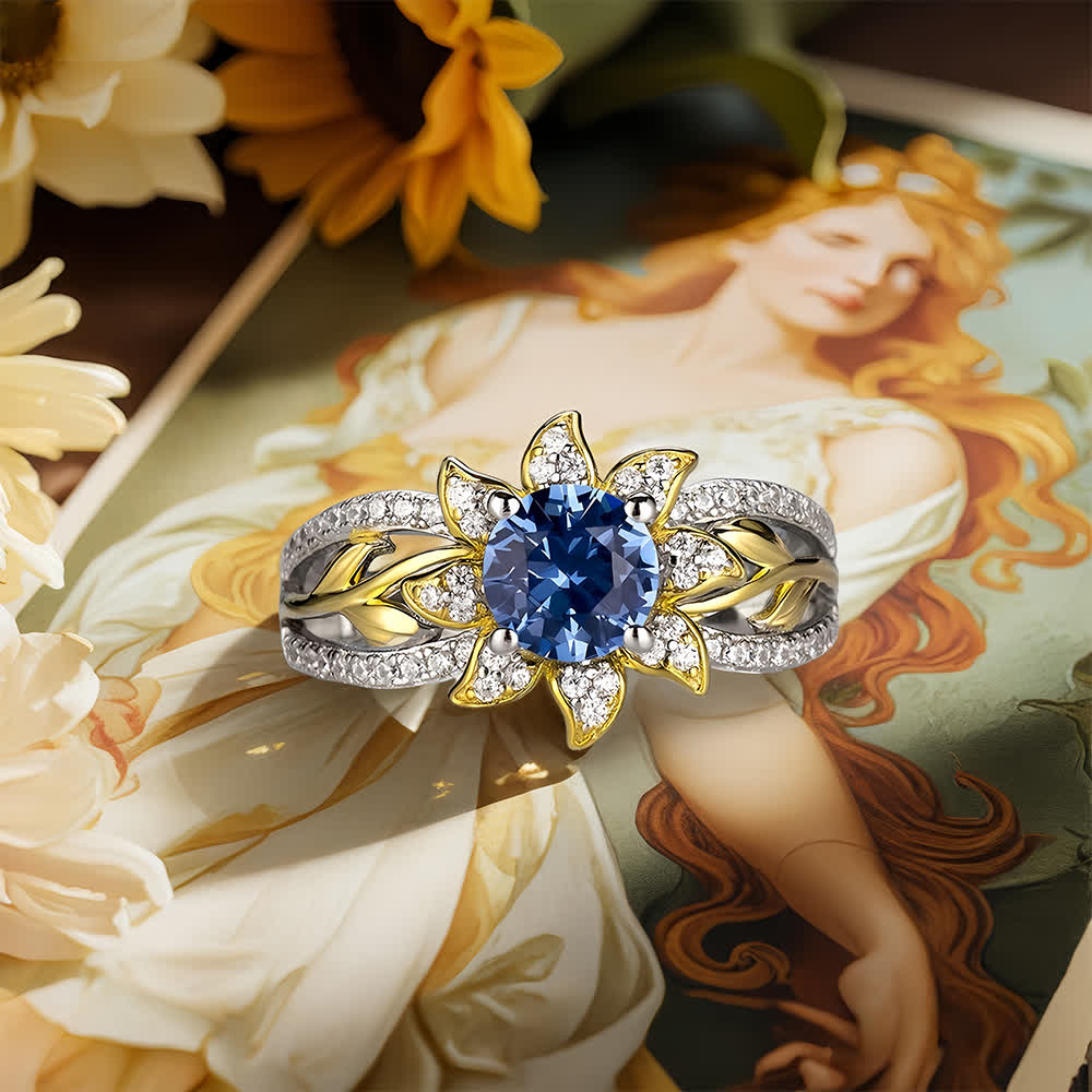 FREE Today: Sunflower Glory: Gilded Blue Zircon Ring of Light - image 2
