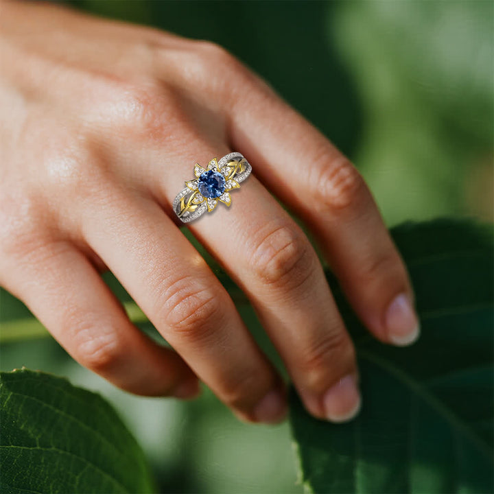 FREE Today: Sunflower Glory: Gilded Blue Zircon Ring of Light - image 1