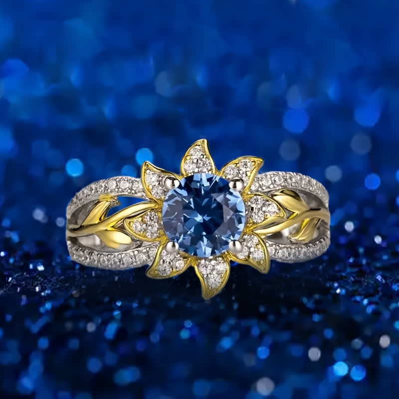 FREE Today: Sunflower Glory: Gilded Blue Zircon Ring of Light - image 5