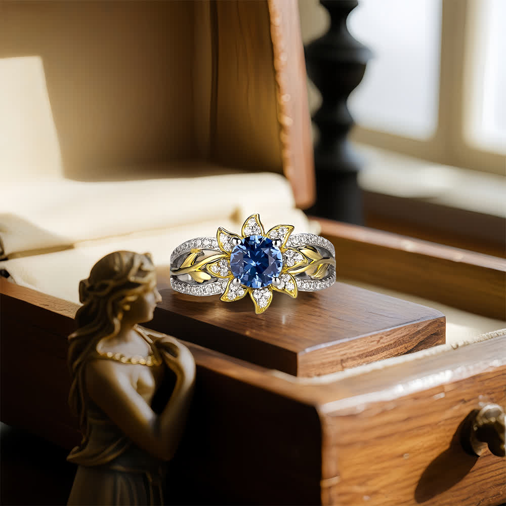 FREE Today: Sunflower Glory: Gilded Blue Zircon Ring of Light - image 6