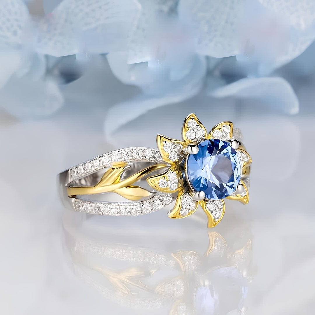 FREE Today: Sunflower Glory: Gilded Blue Zircon Ring of Light - image 4