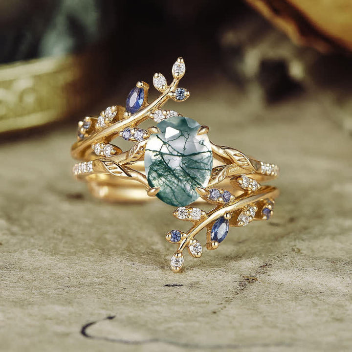 FREE Today: Vine Alexandrite Engagement Ring Set - Moss Agate - US 10 - image 7