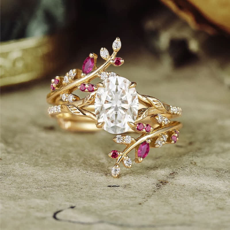 FREE Today: Vine Alexandrite Engagement Ring Set - White Zircon & Pink Zircon - US 10 - image 11