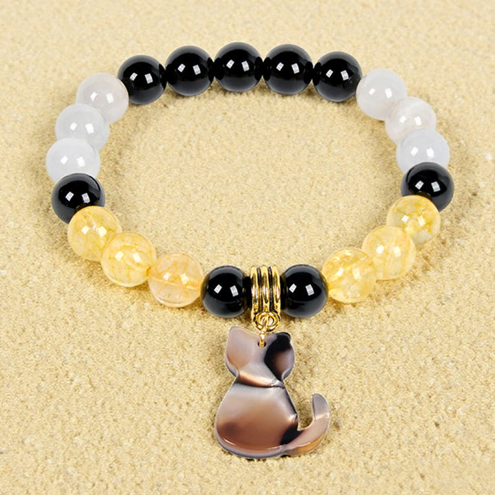 Olivenorma Luck & Fortune Tri-Color Calico Cat Gemstone Bracelet - image 4