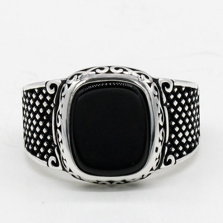 Olivenorma Black Onyx Men Silver Cool Gift Ring