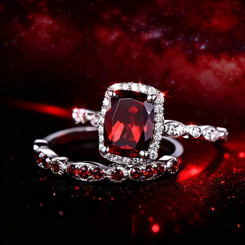 Olivenorma The Fiery Antares Obelisk Garnet Duo Ring - US 10 - image 0