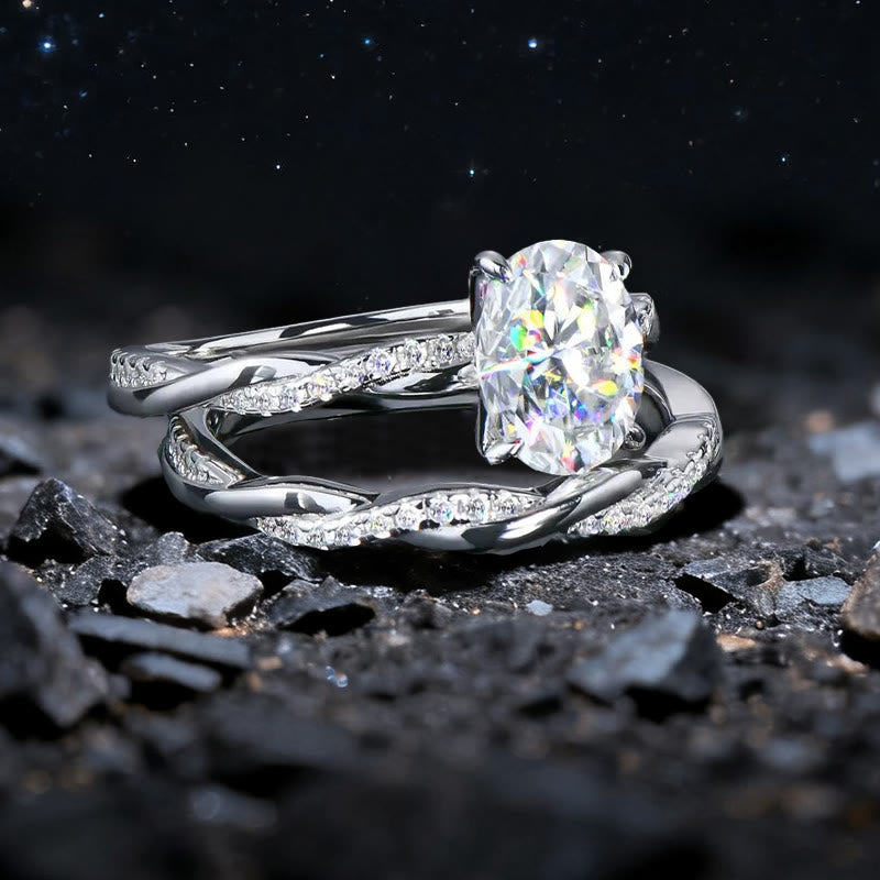 Olivenorma Celestial Nyx Moissanite Twist Ring Set - US 10 - image 0