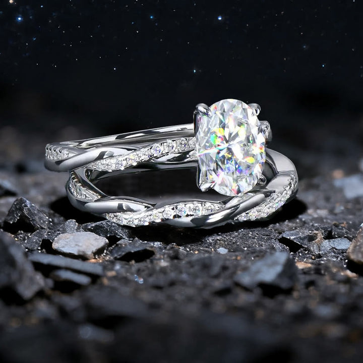 Olivenorma Celestial Nyx Moissanite Twist Ring Set - US 10 - image 0