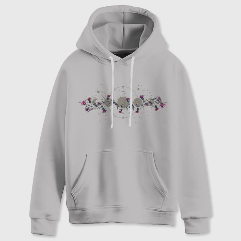 Olivenorma Mystical Moon Phase Raven Floral Fleece Hooded Sweater Tops Loose Hoodies - image 10