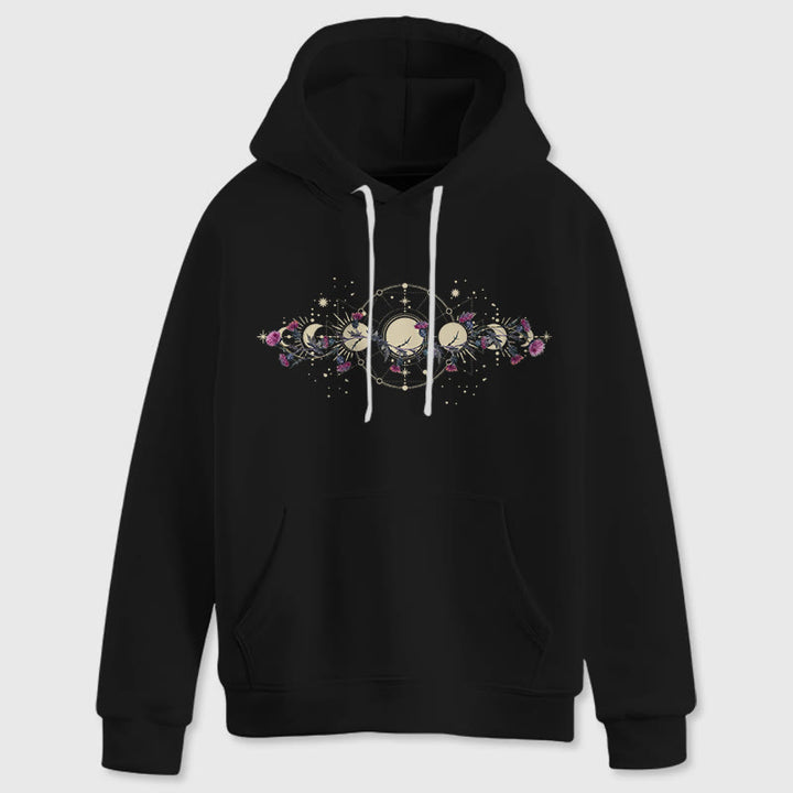 Olivenorma Mystical Moon Phase Raven Floral Fleece Hooded Sweater Tops Loose Hoodies - image 1
