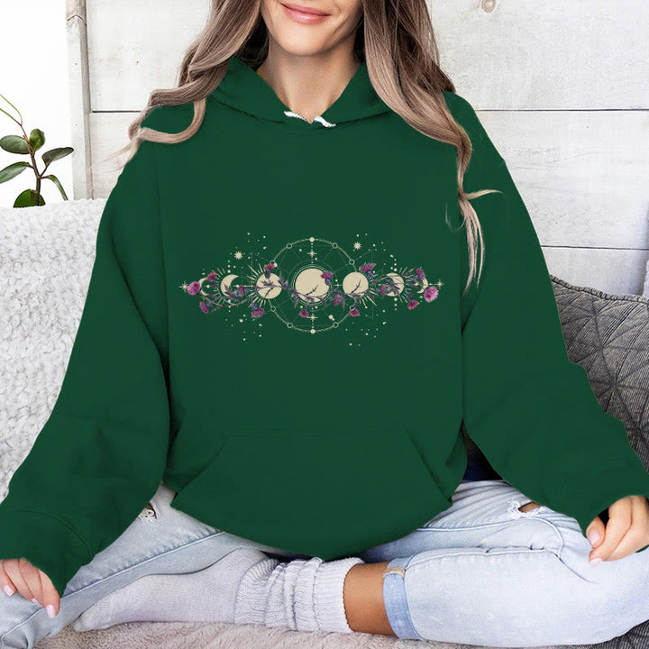 Olivenorma Mystical Moon Phase Raven Floral Fleece Hooded Sweater Tops Loose Hoodies - image 23