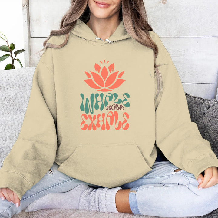 Olivenorma INHALE & EXHALE Lotus Yoga Meditation Fleece Sweater Unisex Long Sleeve Hoodies - LightYellow - 2XL - image 10