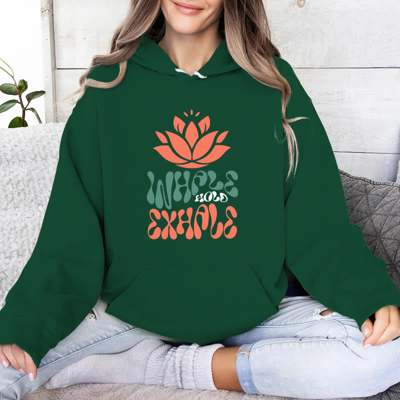 Olivenorma INHALE & EXHALE Lotus Yoga Meditation Fleece Sweater Unisex Long Sleeve Hoodies - Green - 2XL - image 14
