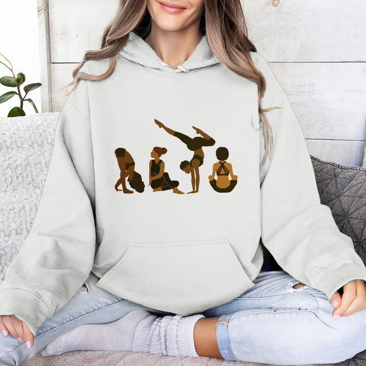 Olivenorma Black Woman Yoga Pose Sweaters Unisex Fitness Workout Meditation Fleece Hoodies - White - 2XL - image 6