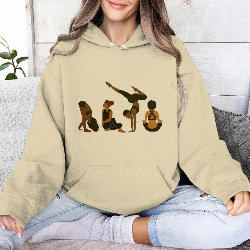Olivenorma Black Woman Yoga Pose Sweaters Unisex Fitness Workout Meditation Fleece Hoodies - LightYellow - 2XL - image 0