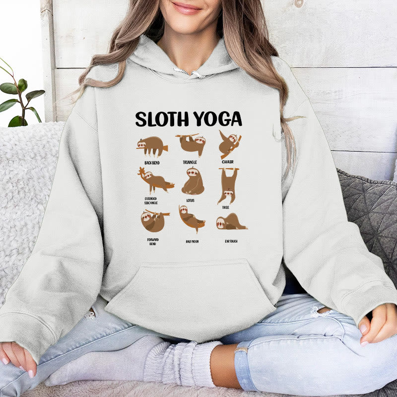 Olivenorma Funny Sloth Yoga Poses Meditation Yoga Sweatshirts Fleece Hoodies - White - 2XL - image 6
