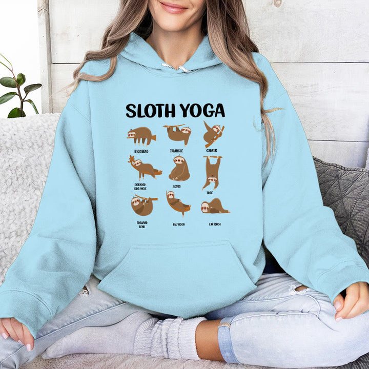 Olivenorma Funny Sloth Yoga Poses Meditation Yoga Sweatshirts Fleece Hoodies - Blue - 2XL - image 16