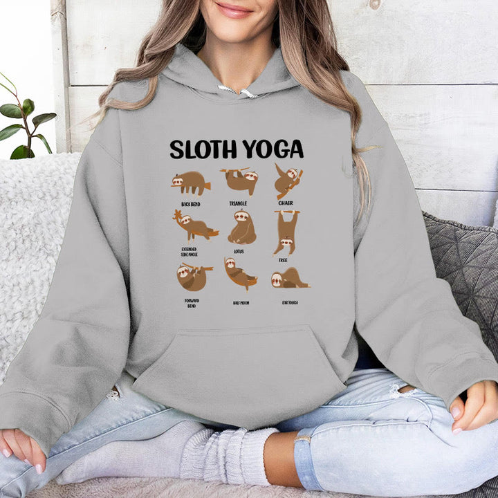 Olivenorma Funny Sloth Yoga Poses Meditation Yoga Sweatshirts Fleece Hoodies - Grey - 2XL - image 8