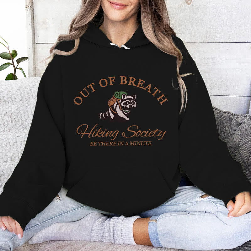 Olivenorma OUT OF BREATH Raccoon Healing Sweaters Unisex Fleece Tops Loose Fits Hoodies - Black - 2XL - image 4