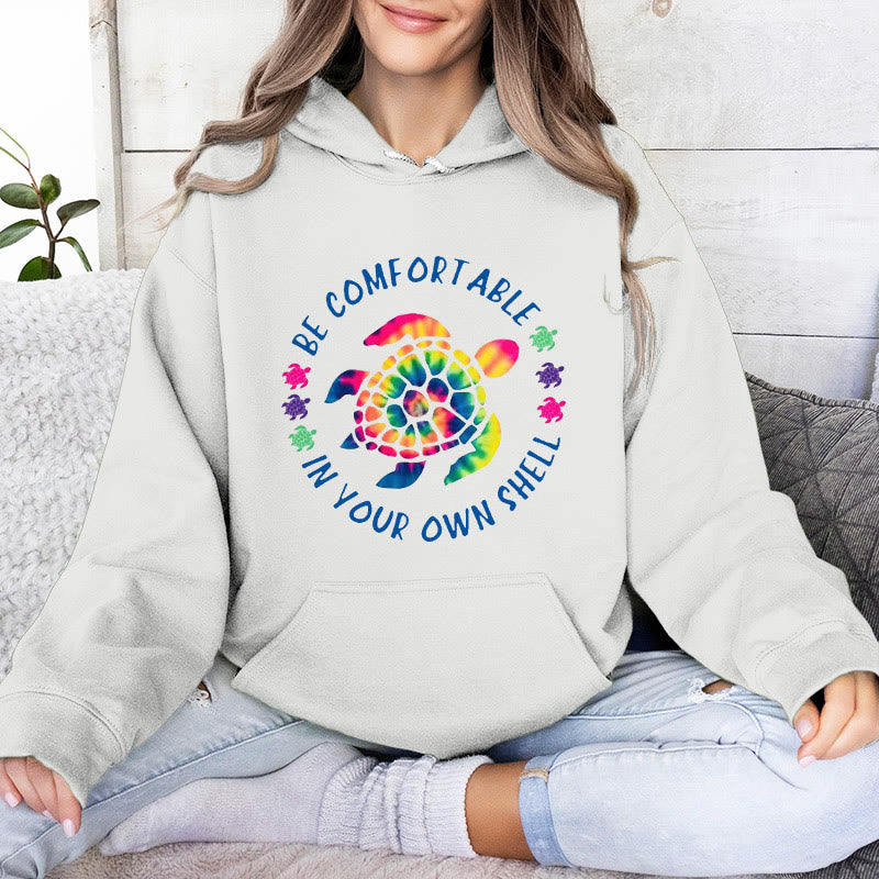 Olivenorma "BE COMFORTABLE IN YOUR OUR SHELL" Sea turtle Spiritual Hooded Sweaters Fleece Hoodies - White - 2XL - image 0