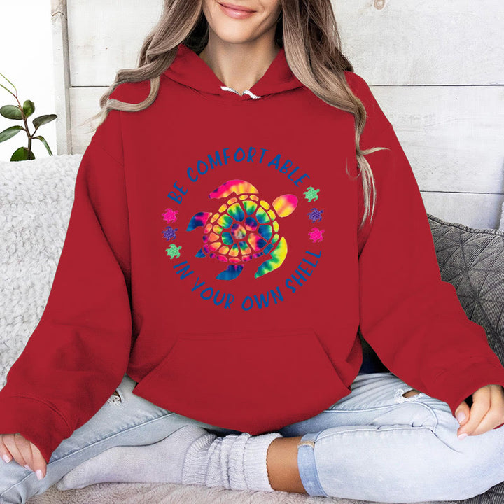 Olivenorma "BE COMFORTABLE IN YOUR OUR SHELL" Sea turtle Spiritual Hooded Sweaters Fleece Hoodies - Red - 2XL - image 12