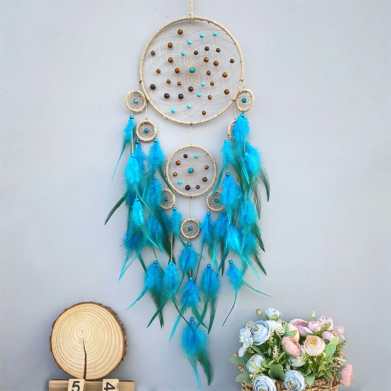 Olivenorma Native American Tribe Dreamcatchers Handmade Feather Decor Dream Catcher - With Lights - Blue - image 0