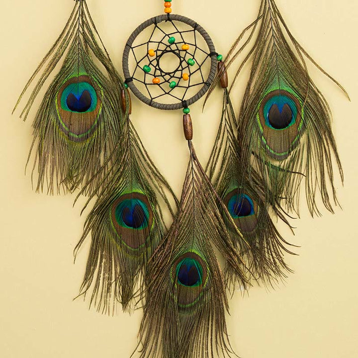 Olivenorma Handmade Peacock Feathers Colorful Circular Net Wall Hanging Dream Catchers - image 3