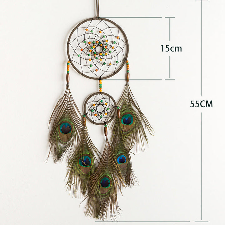 Olivenorma Handmade Peacock Feathers Colorful Circular Net Wall Hanging Dream Catchers - image 5