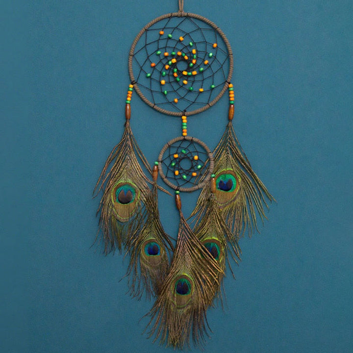 Olivenorma Handmade Peacock Feathers Colorful Circular Net Wall Hanging Dream Catchers - image 1
