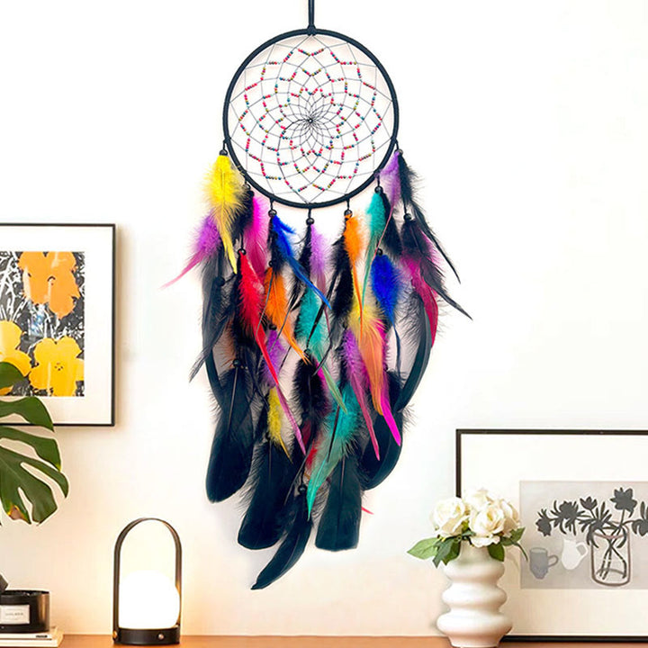 Olivenorma Late Night's Iridescent Feathers Handmade Circular Dream Cathcer - image 1
