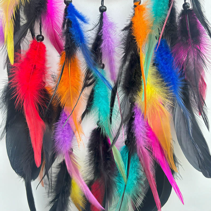Olivenorma Late Night's Iridescent Feathers Handmade Circular Dream Cathcer - image 3